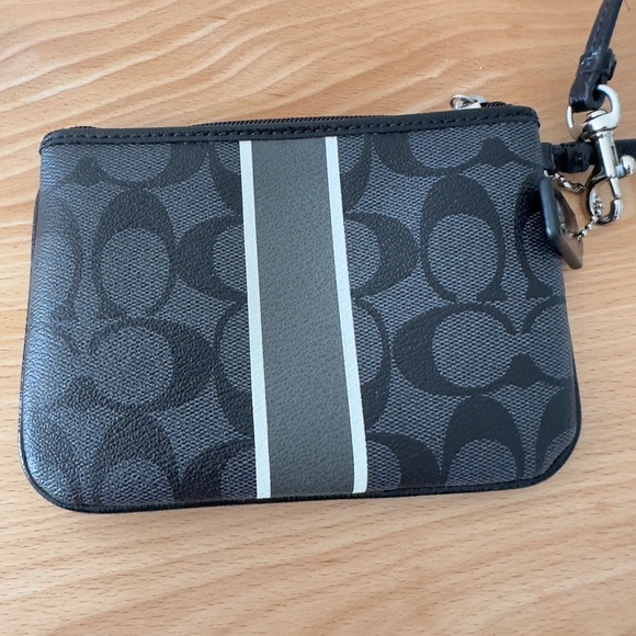 Coach Black and Gray Signature Wristlet - Picture 3 of 8